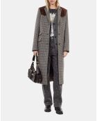 Manteau long pied de poule noir et blanc