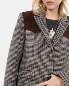 Manteau long pied de poule noir et blanc