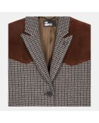 Manteau long pied de poule noir et blanc