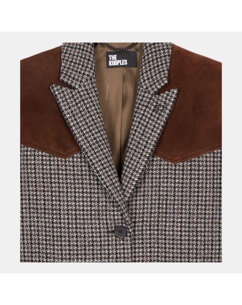 Manteau long pied de poule noir et blanc