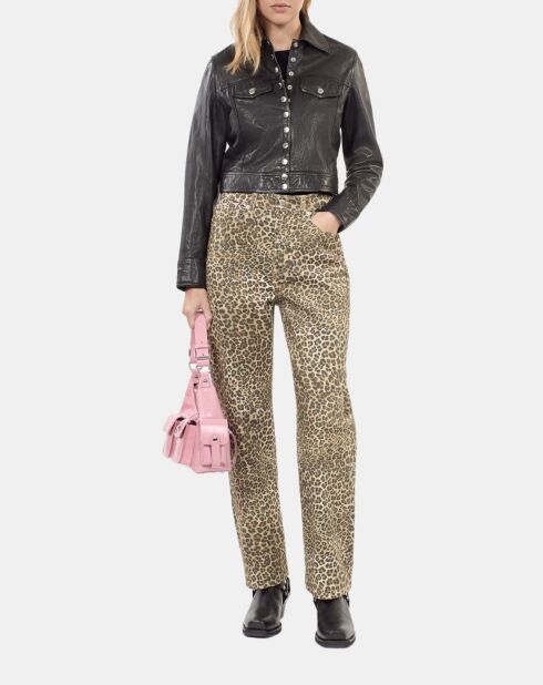 Jean boyfriend imprimé léopard