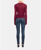 Jean skinny effet cuir bleu marine