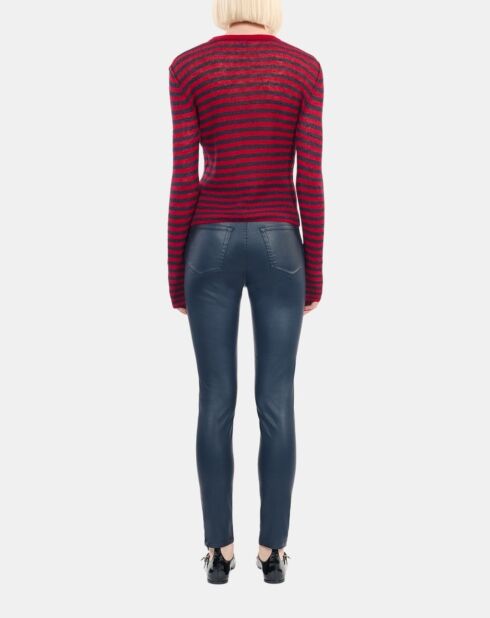 Jean skinny effet cuir bleu marine