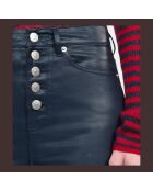 Jean skinny effet cuir bleu marine