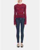 Jean skinny effet cuir bleu marine