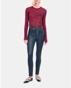 Jean skinny effet cuir bleu marine