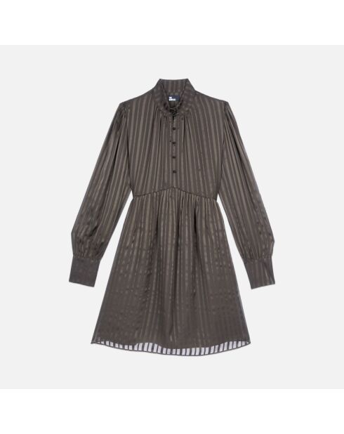 Robe courte en soie kaki