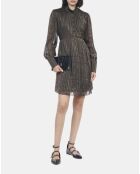 Robe courte en soie kaki