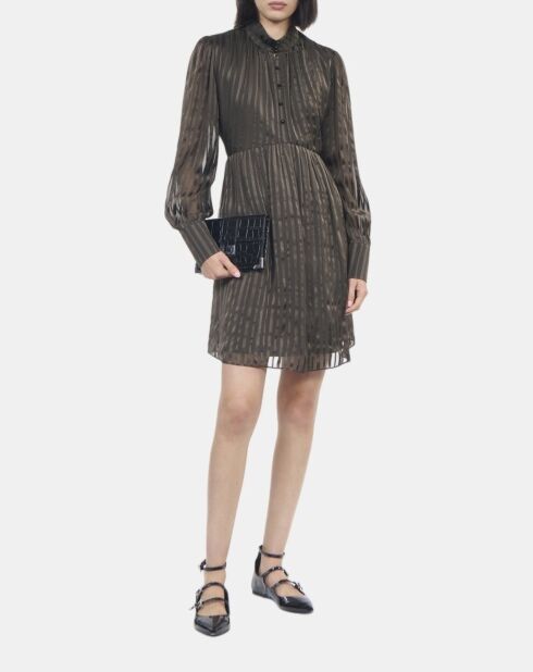 Robe courte en soie kaki