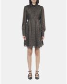 Robe courte en soie kaki