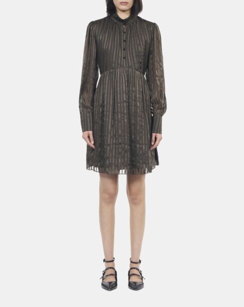 Robe courte en soie kaki