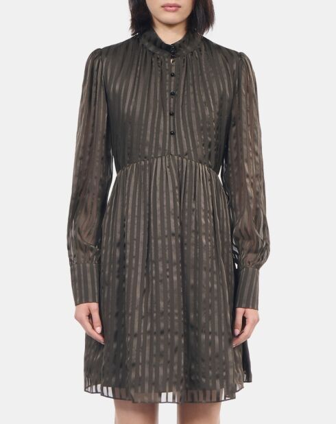 Robe courte en soie kaki