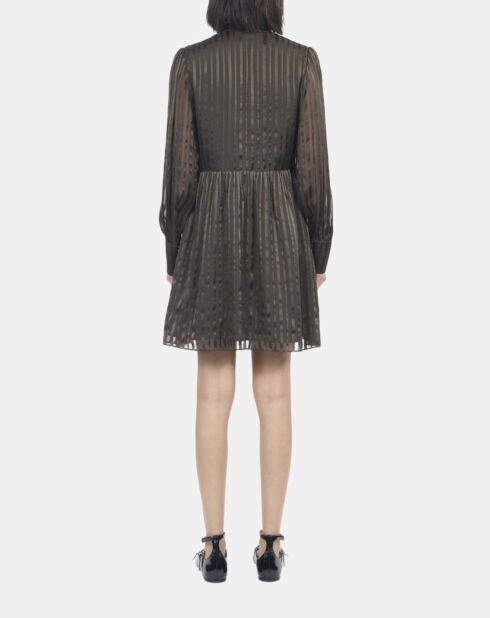 Robe courte en soie kaki