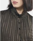 Robe courte en soie kaki