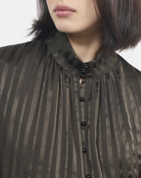 Robe courte en soie kaki