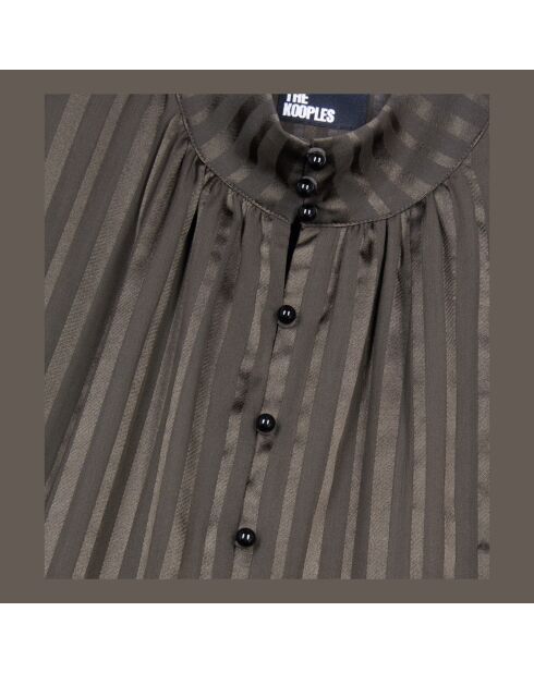 Robe courte en soie kaki