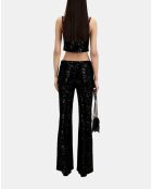 Top court en velours avec sequins noir