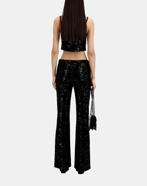 Top court en velours avec sequins noir