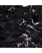Top court en velours avec sequins noir