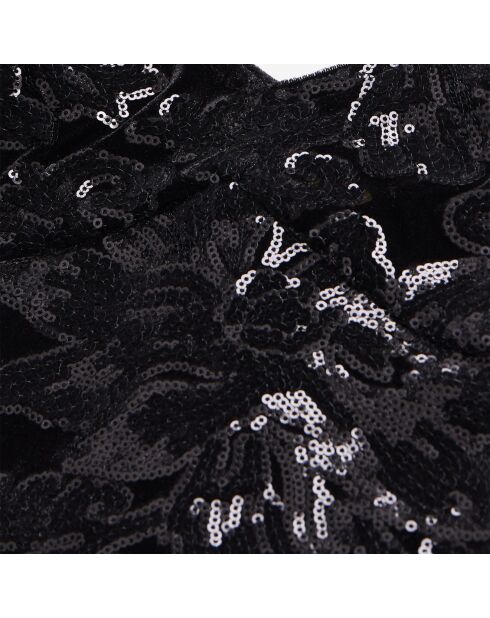 Top court en velours avec sequins noir