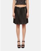 Jupe portefeuille courte en cuir noire