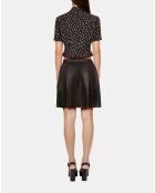 Jupe portefeuille courte en cuir noire