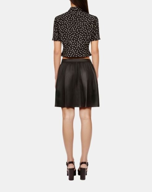 Jupe portefeuille courte en cuir noire
