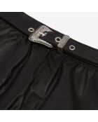 Jupe portefeuille courte en cuir noire