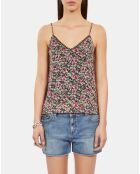 Caraco fleuri avec dentelle multicolore