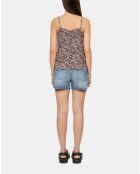 Caraco fleuri avec dentelle multicolore