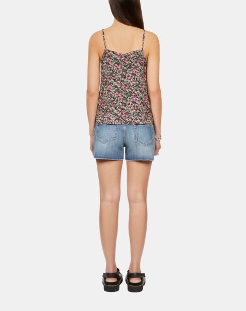 Caraco fleuri avec dentelle multicolore