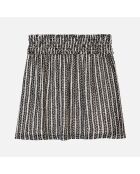 Jupe courte avec rayures et smocks noire et blanche