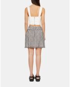 Jupe courte avec rayures et smocks noire et blanche