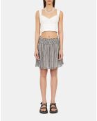 Jupe courte avec rayures et smocks noire et blanche