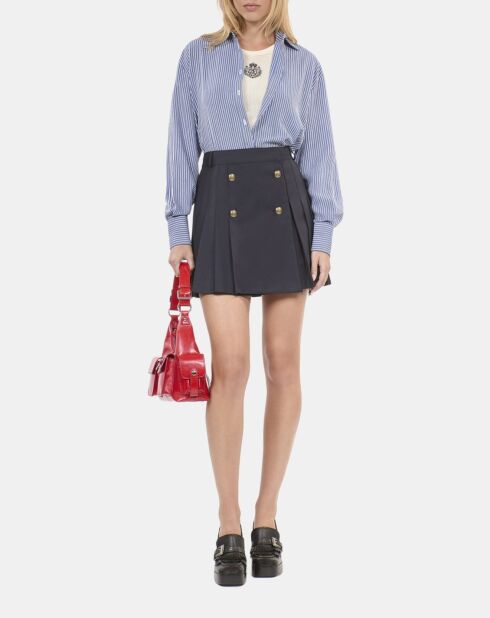 Jupe courte plissée bleu marine