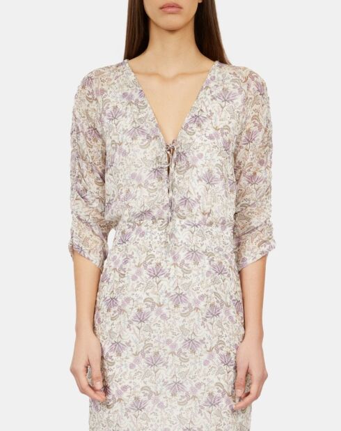 Robe courte fleurie avec laçage