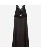 Robe nuisette longue avec guipure noire