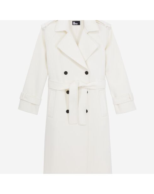 Manteau long en laine écru