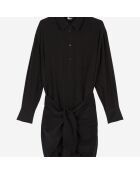 Robe chemise courte en soie avec nœud noire