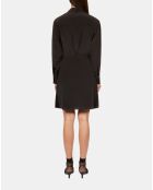 Robe chemise courte en soie avec nœud noire