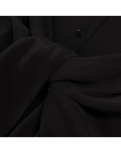 Robe chemise courte en soie avec nœud noire