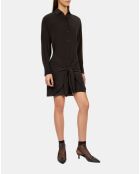 Robe chemise courte en soie avec nœud noire