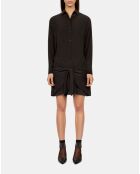 Robe chemise courte en soie avec nœud noire