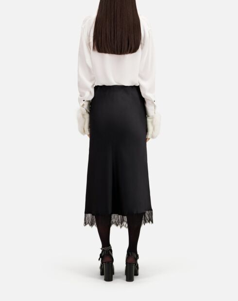Jupe longue avec détails en dentelle noire