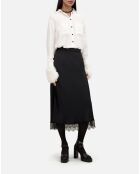 Jupe longue avec détails en dentelle noire