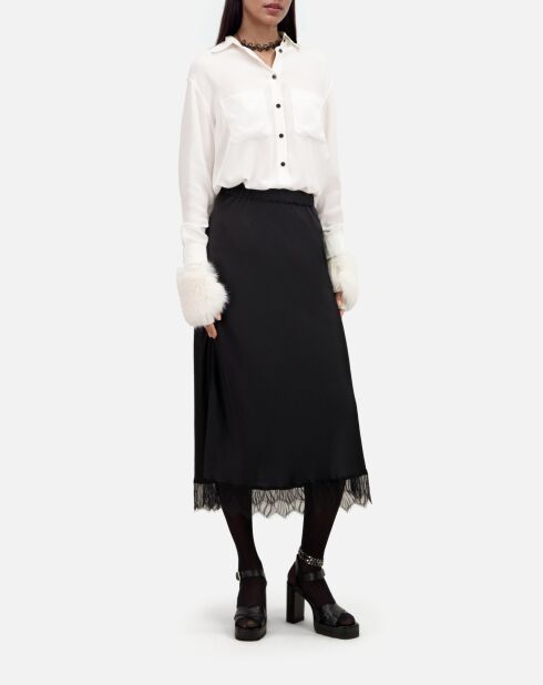 Jupe longue avec détails en dentelle noire