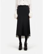Jupe longue avec détails en dentelle noire