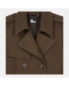 Manteau long en laine style trench kaki