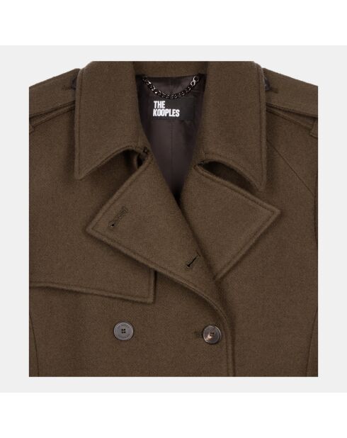 Manteau long en laine style trench kaki