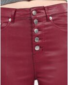 Jean skinny effet cuir rouge